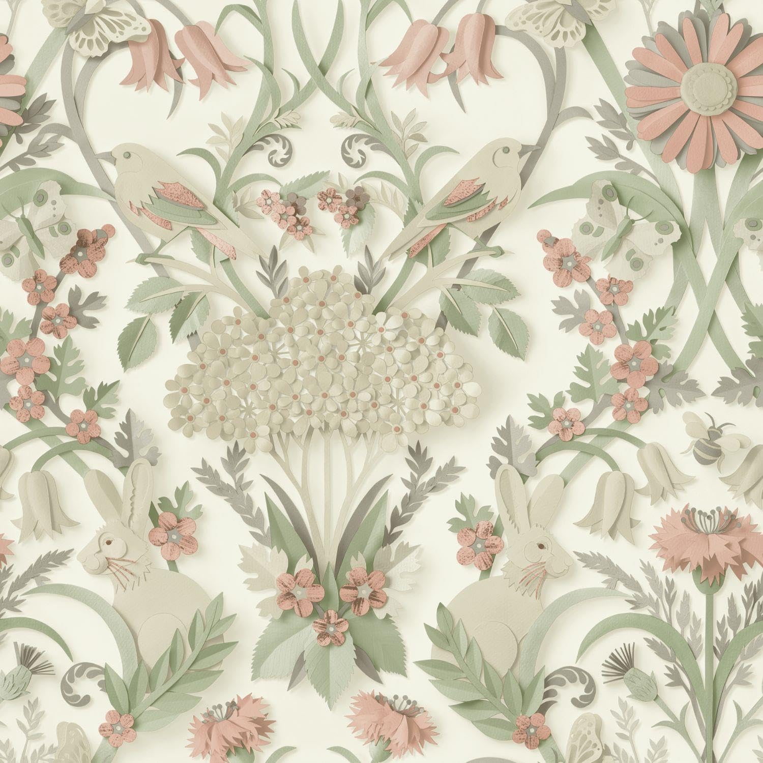 YöL Woodland Cream Wallpaper - Paste The Paper Washable Peelable - 10.05m x 53cm Roll - Contemporary Sophisticated Versatile - Feature Statement Wall - Bedroom Dining Room Living Room Kids Room