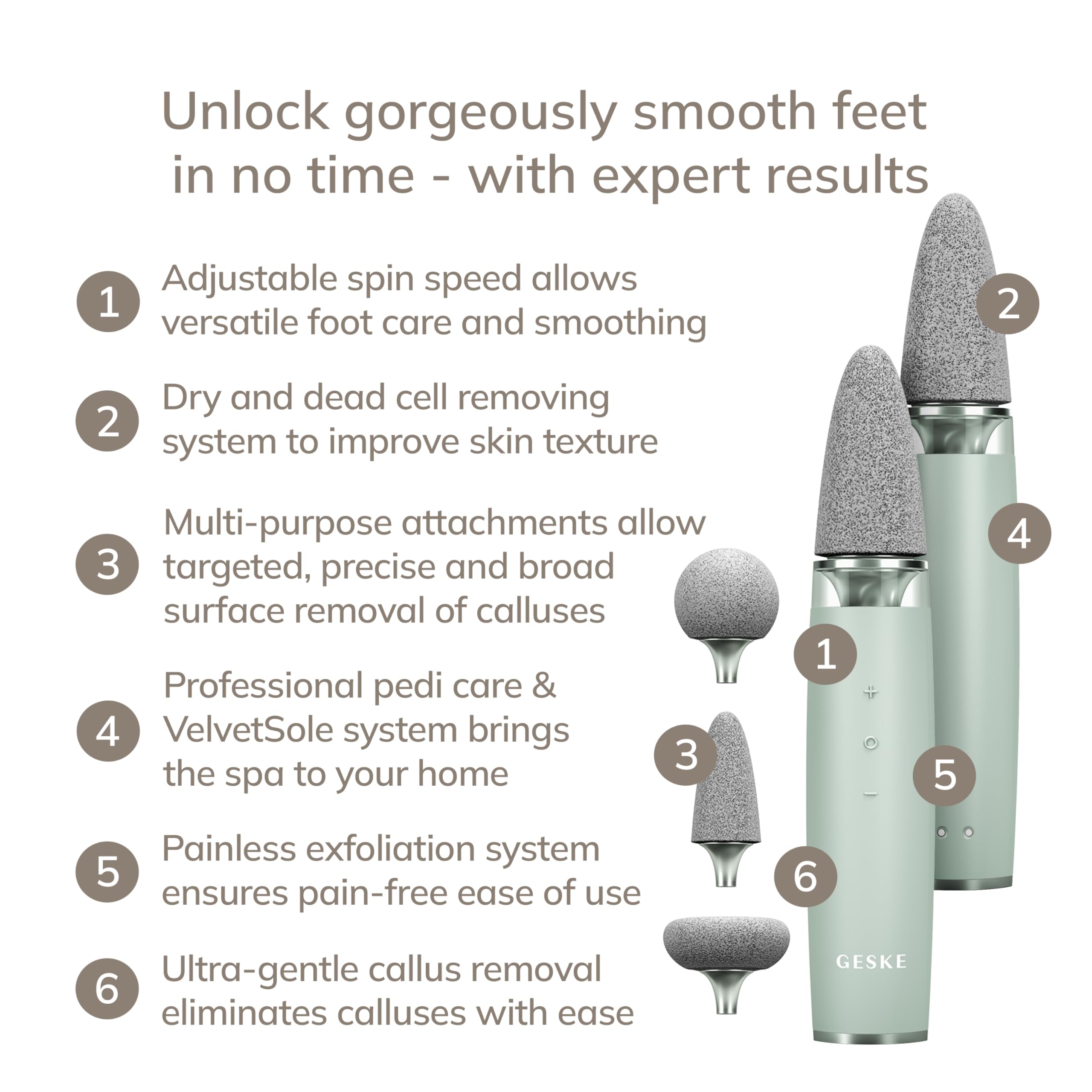 GESKE Electric Pumice Foot Multi-Pen 8 in 1 | Exfoliant pour Pieds