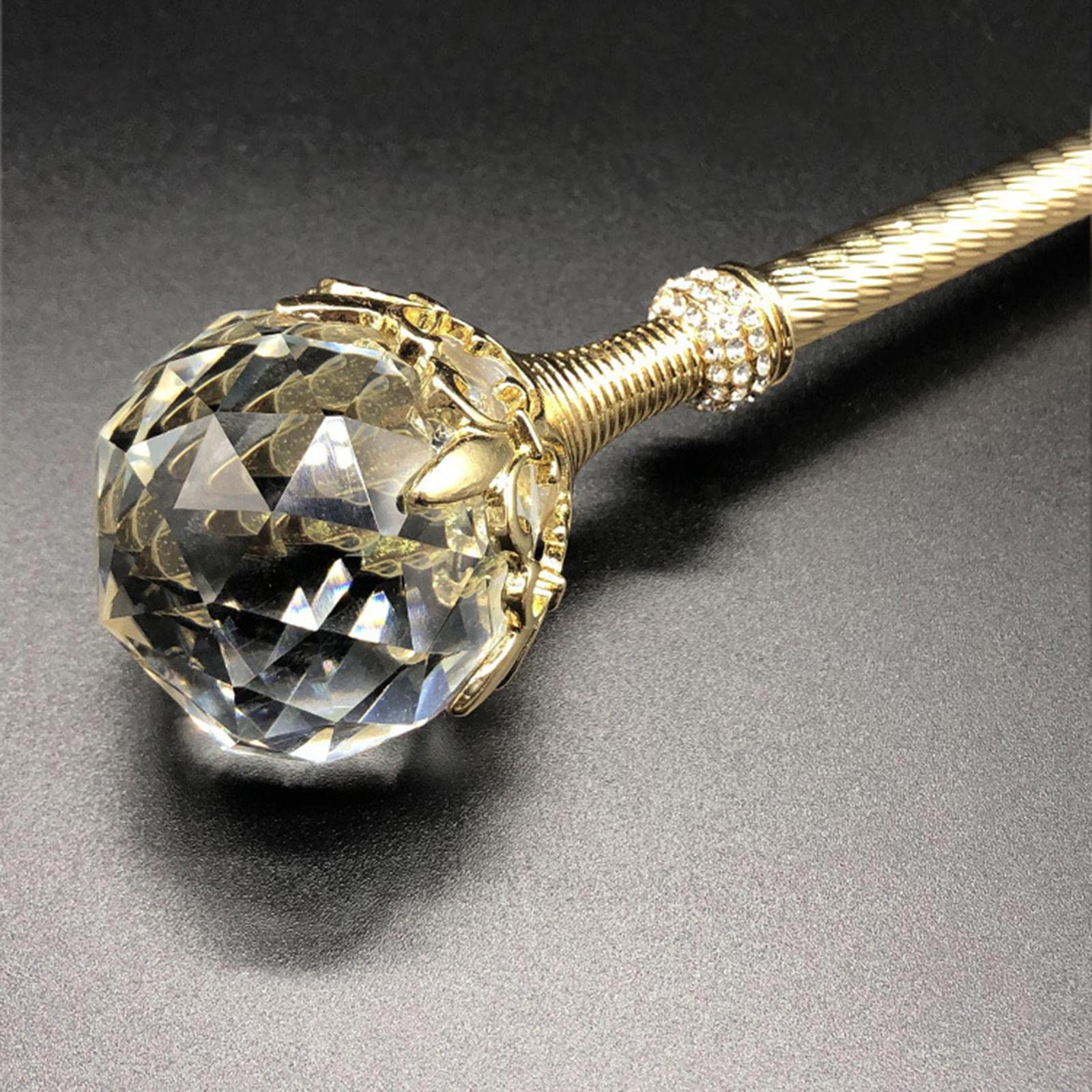 Set di 3 bacchette da regina scettro con sfera di cristallo, per feste in costume, colore: oro