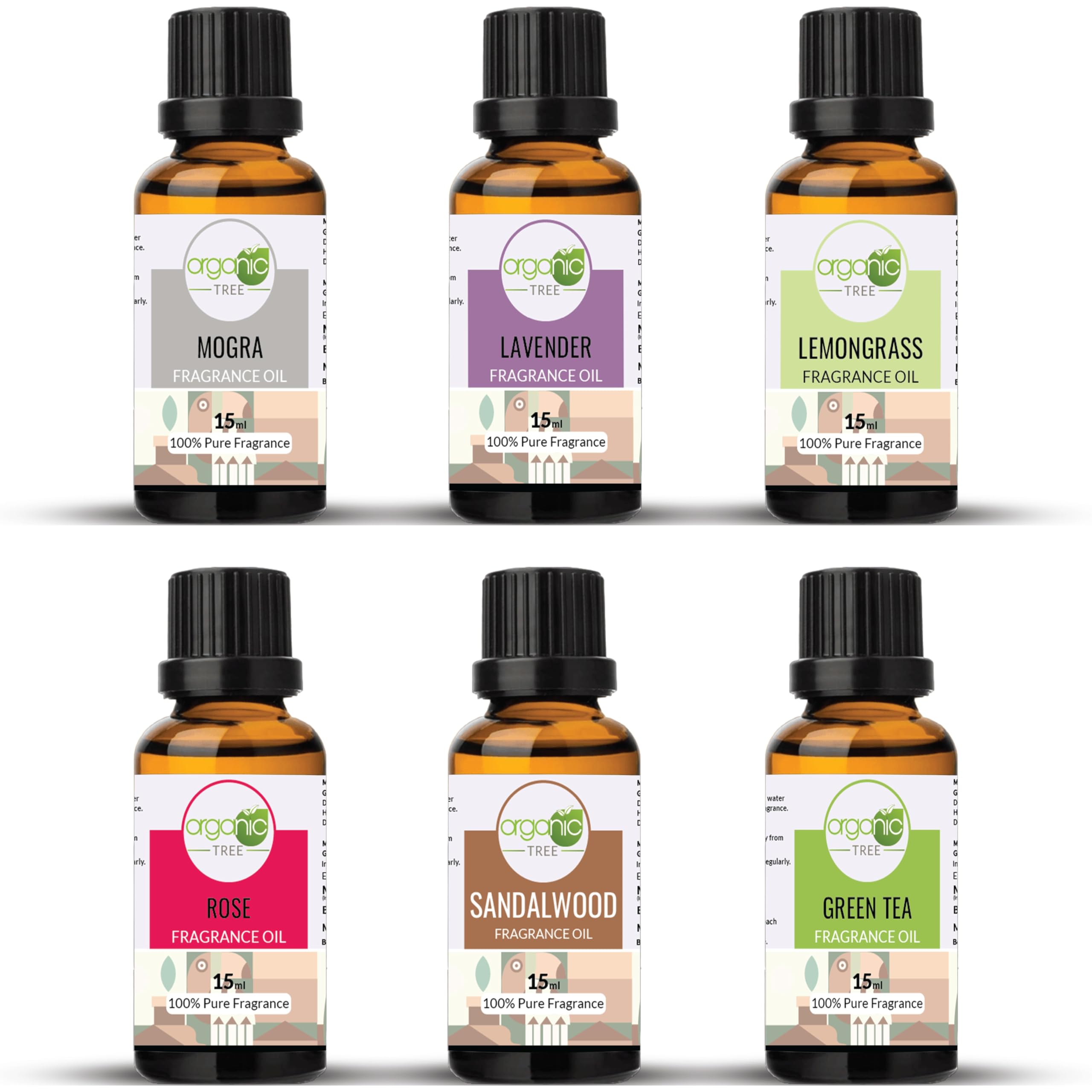 Organic Tree Aroma Diffuser Oil Set | Lemongrass, Lavender, Mogra, Rose, Sandalwood, Green Tea | Diffuser Refil Oil For Fragrance - Home, Office, Washroom & Aromatherapy (15ml Each) Pack of 6 (B0D4HJXXSQ) Amazon Price History, Amazon Price Tracker