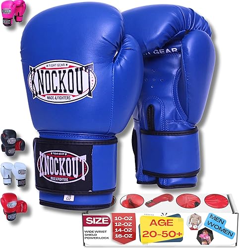 Knockout - Guantes de boxeo de gel para hombres y mujeres, entrenamiento profesional, piel maya, Muay Thai MMA, Kickboxing, para adultos y niños,