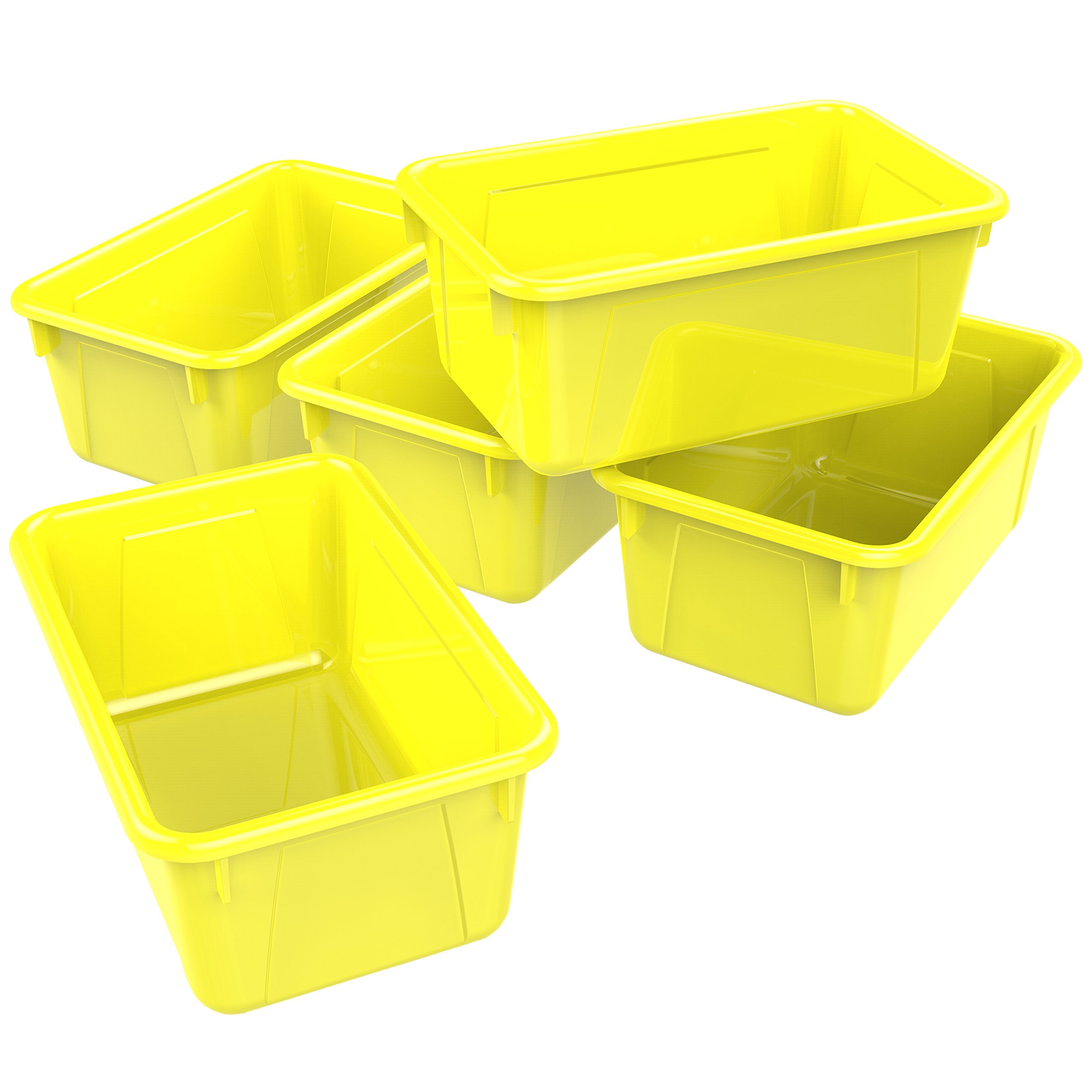 Storex Small Cubby Bins, Pack of 5, 12.2 x 7.8 x 5.1 Inches, Yellow (62410U05C)
