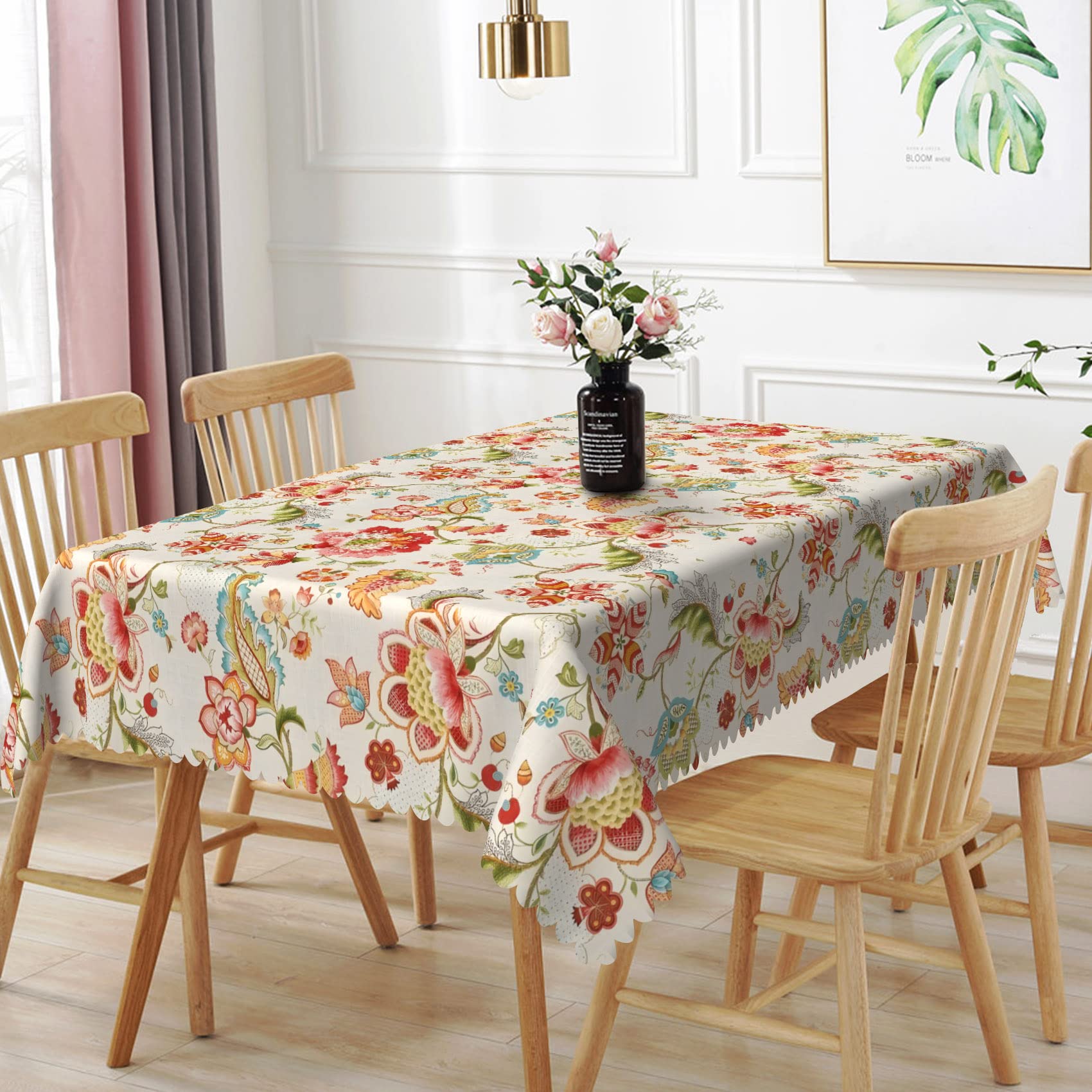 Amazon.co.jp: TTQYFNM 60x84インチ ビンテージ花柄テーブルクロス