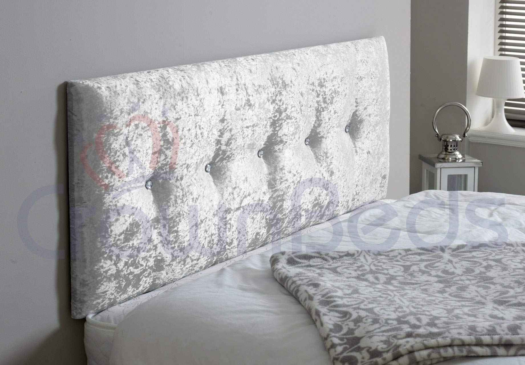 A New City Crushed Velvet Headboards Available In 2ft6,3ft,4ft,4ft6,5ft,6ft (White, 3ft (single))
