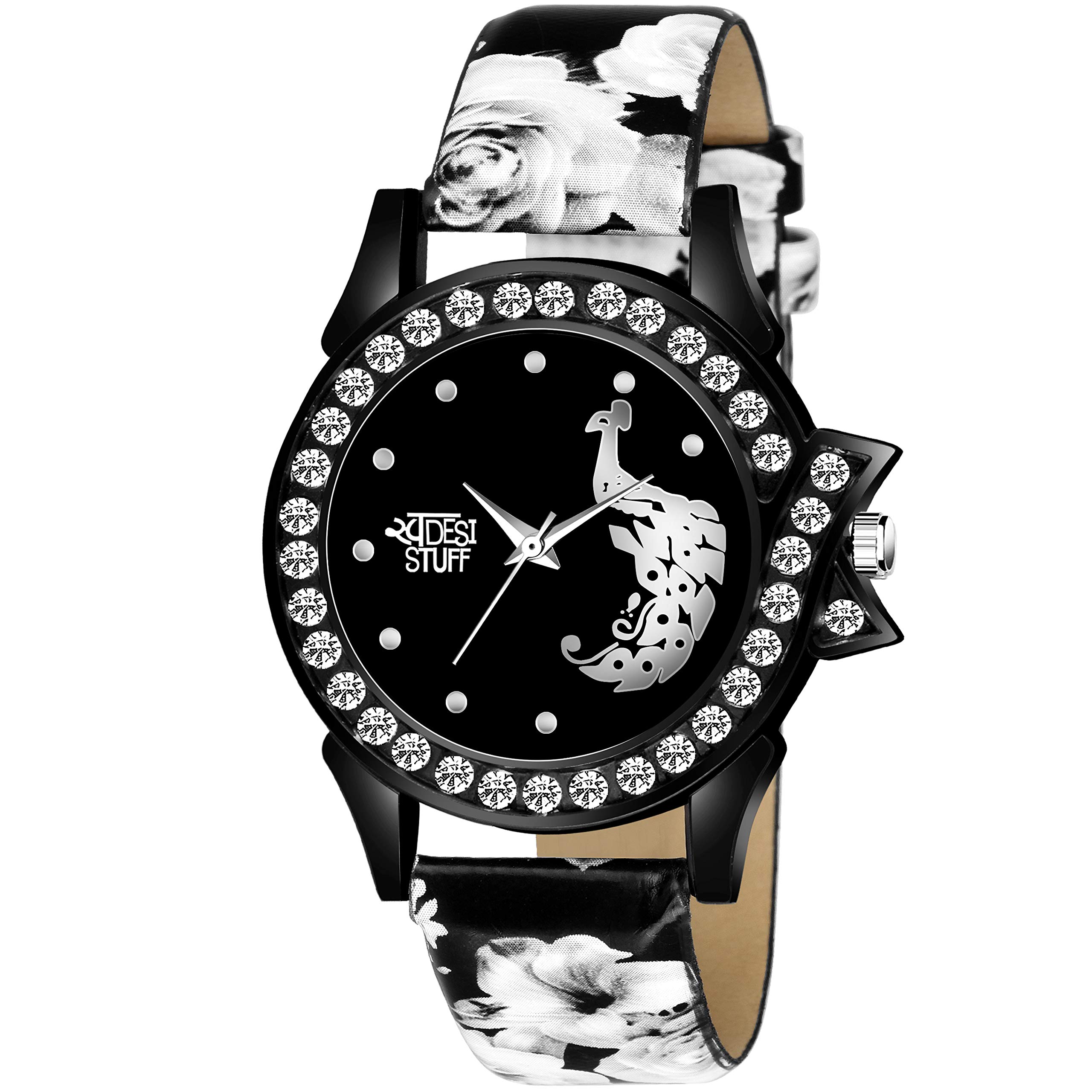 SWADESI STUFF Leather Black Dial Analog Watch For Girls And Women, Gray Band (B08TTMJHB4) Amazon Price History, Amazon Price Tracker