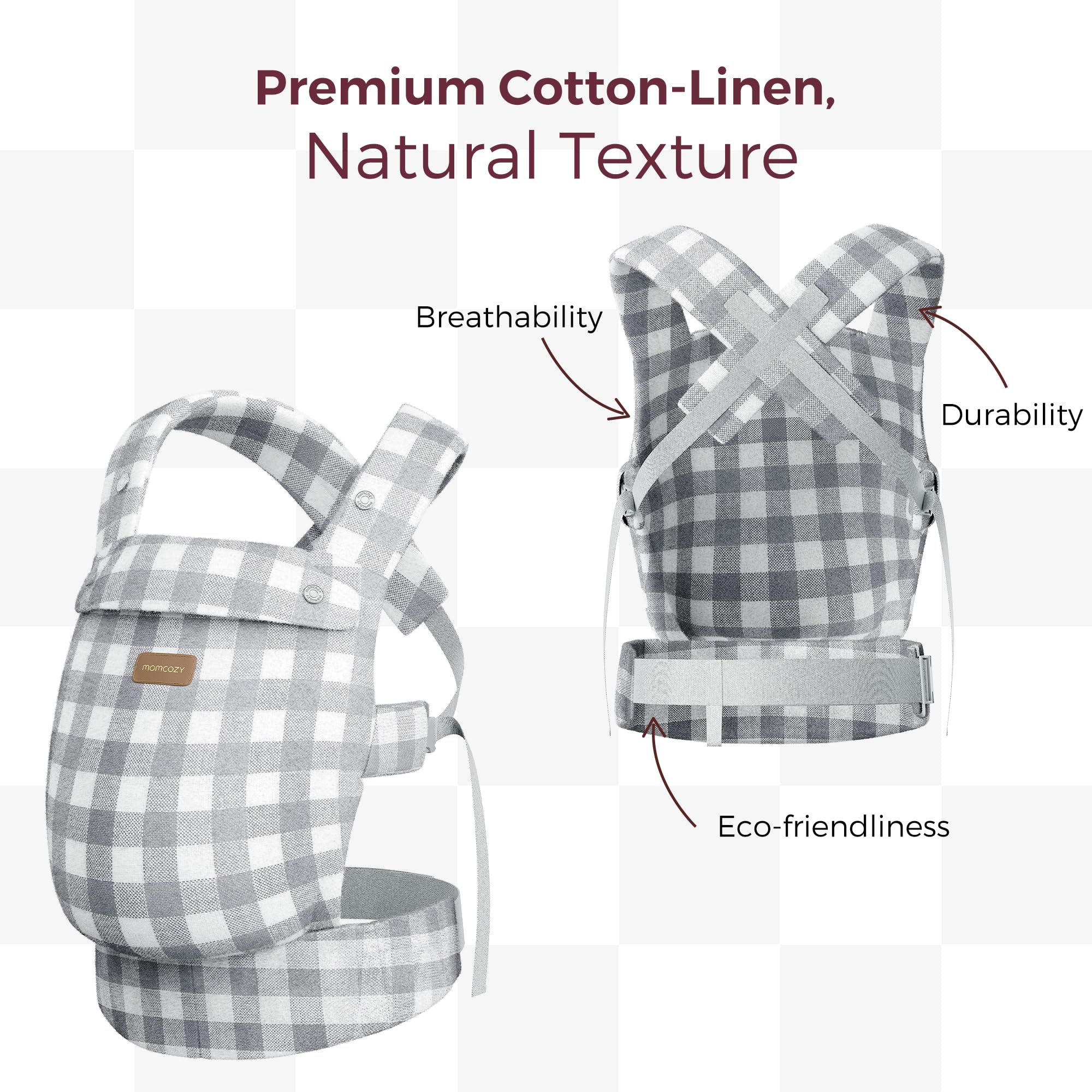 Momcozy Baby Carrier with Natural Cotton Linen, Built to Last, Ergonomic Design, Lightweight and Comfortable - Image 3