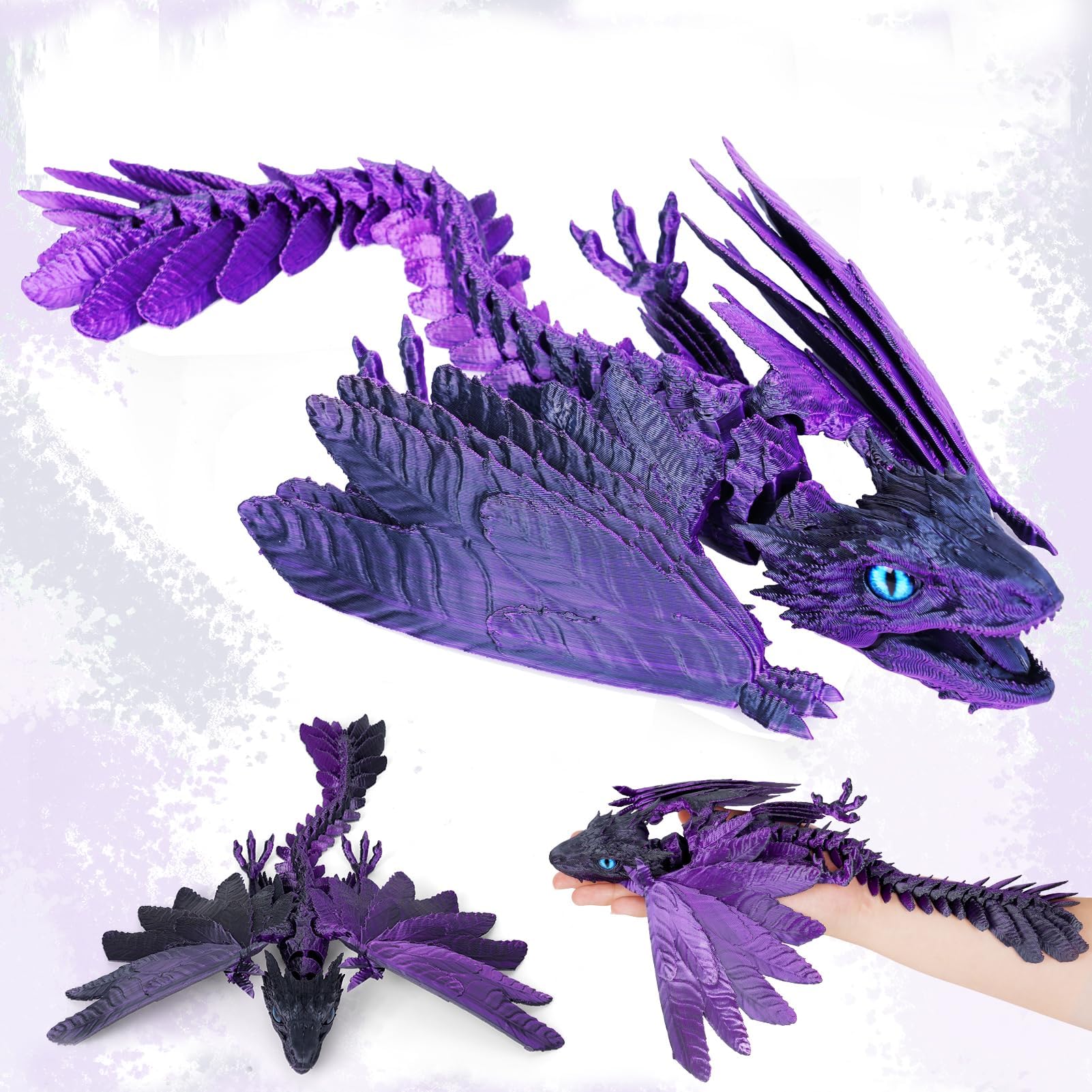 3D Printed Dragon with Wings, 2025 New Mythical Pieces Dragons - Limited Edition, 11.5 In Feathered Wyvern Dragons Fidget Toy, Articulated Dra gon, Easter Gifts for Kids (Feathered Wyvern Dragon-C)