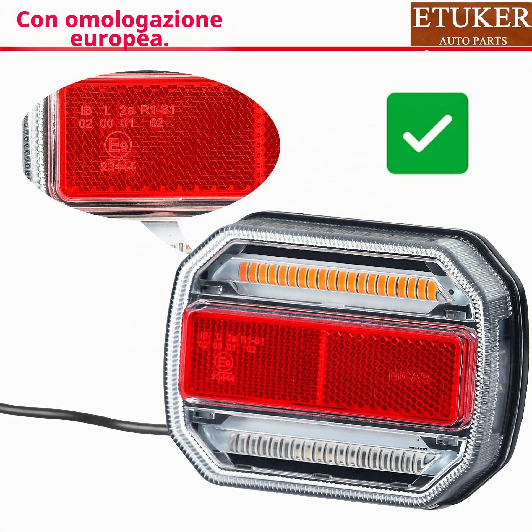 12V 24V Fanali Fari Posteriori Rimorchio Con Calamita,Kit Luci Rimorchio Led 7 Poli Con Cavo 2.5/7.5m,Fanali Posteriore Rimorchio Magnetici Universale