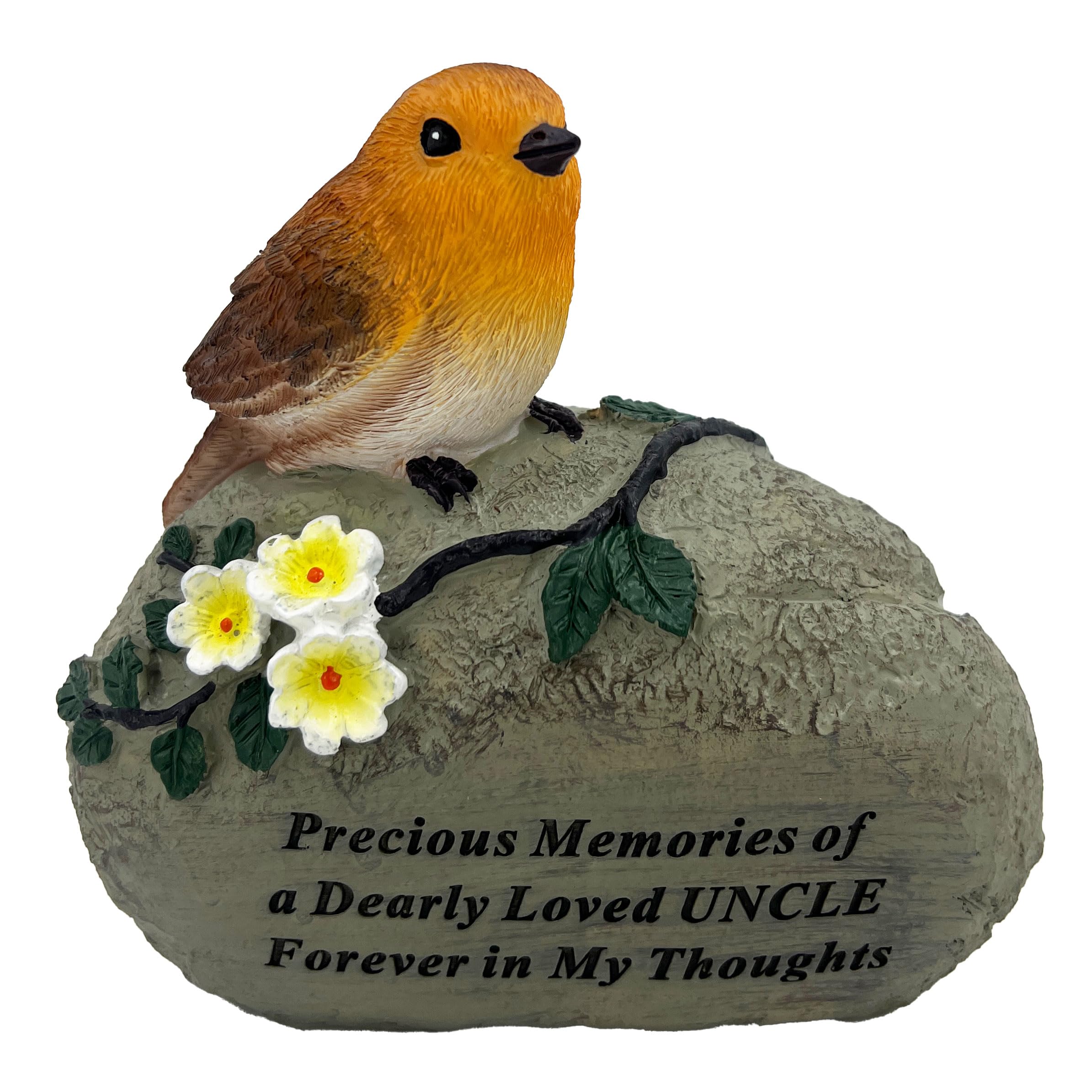 Angraves Multicolor Special Uncle Graveside Memorial Robin Bird Resin Stone Grave Plaque Ornament Decoration Sadly Missed