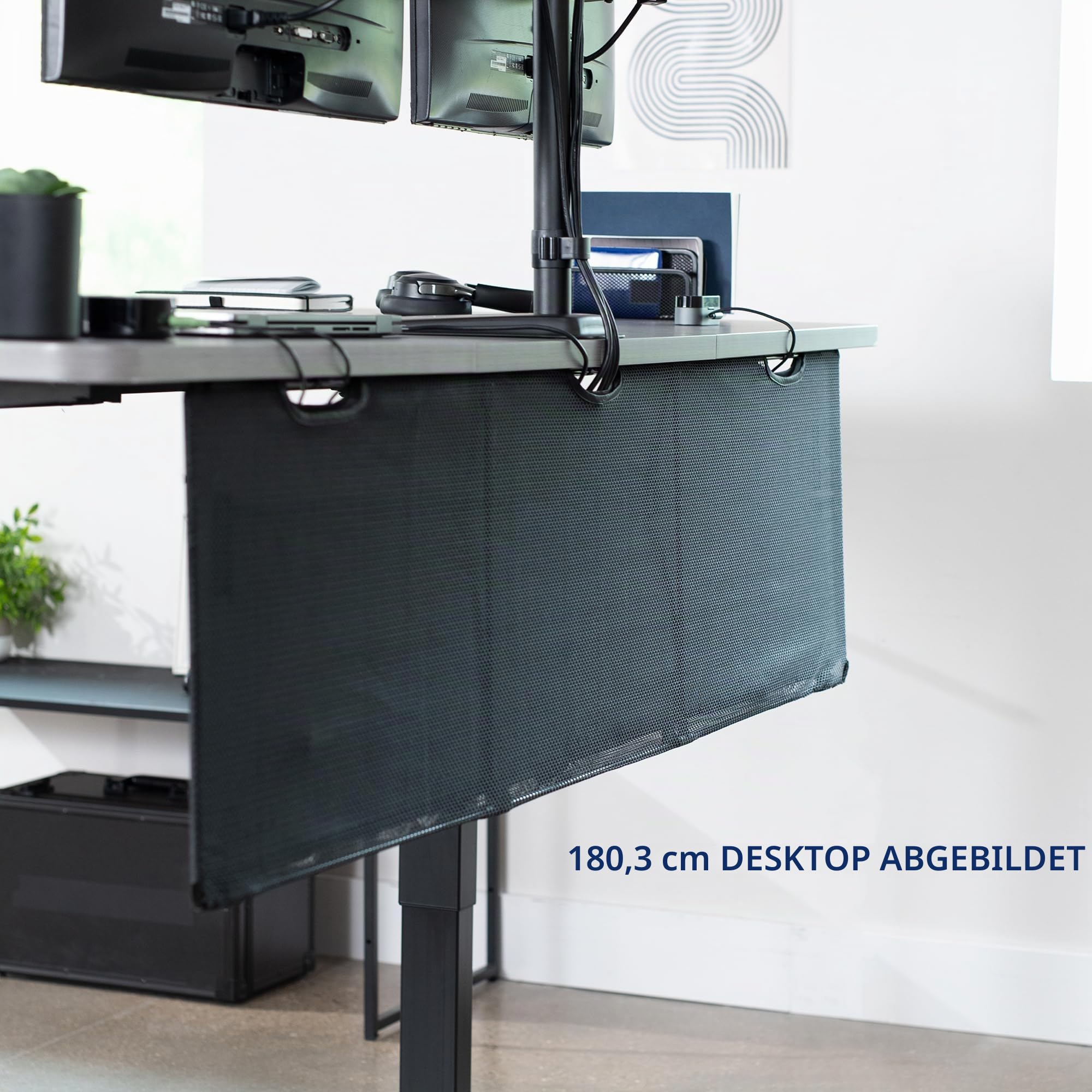 VIVO Schreibtisch-Skirt-60 Untertisch-Sichtschutz und Kabel-Management-Organizer, 152,4 cm, Drahtversteck-Set, Panel-System, Schwarz
