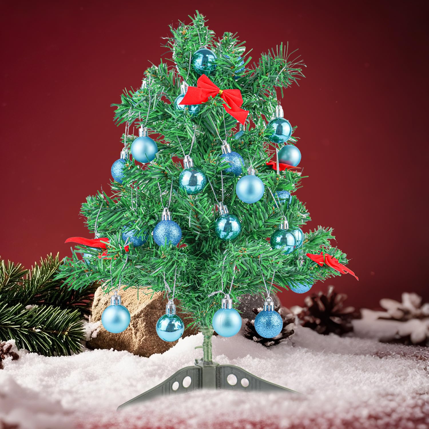 30 mm/24 palline di Natale infrangibili bordeaux, decorazioni per albero di Natale, palline ornamentali da appendere, decorazioni natalizie, lucide, opache, glitterate