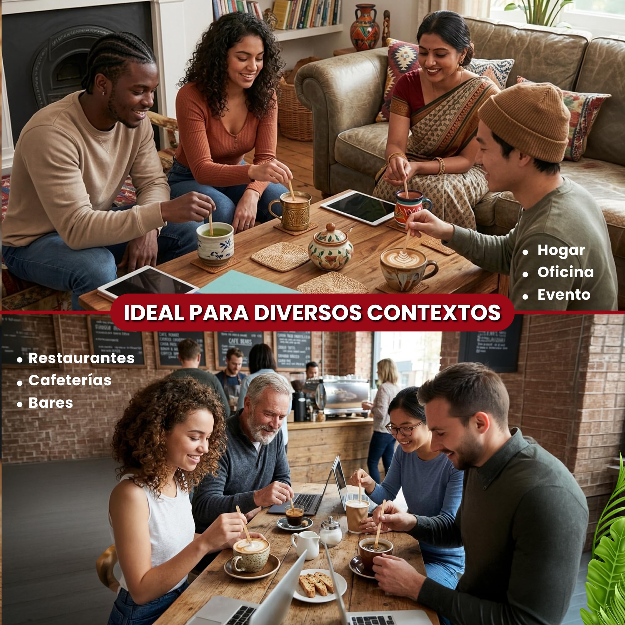 GASTROTOMI Palitos de Madera para Café 1000 Unidades – Palillos Desechables de 14 cm – Paletinas Café Ecológicas Biodegradables – Removedor Café para Oficina y Catering - Cucharas de Bambú desechables — view 7