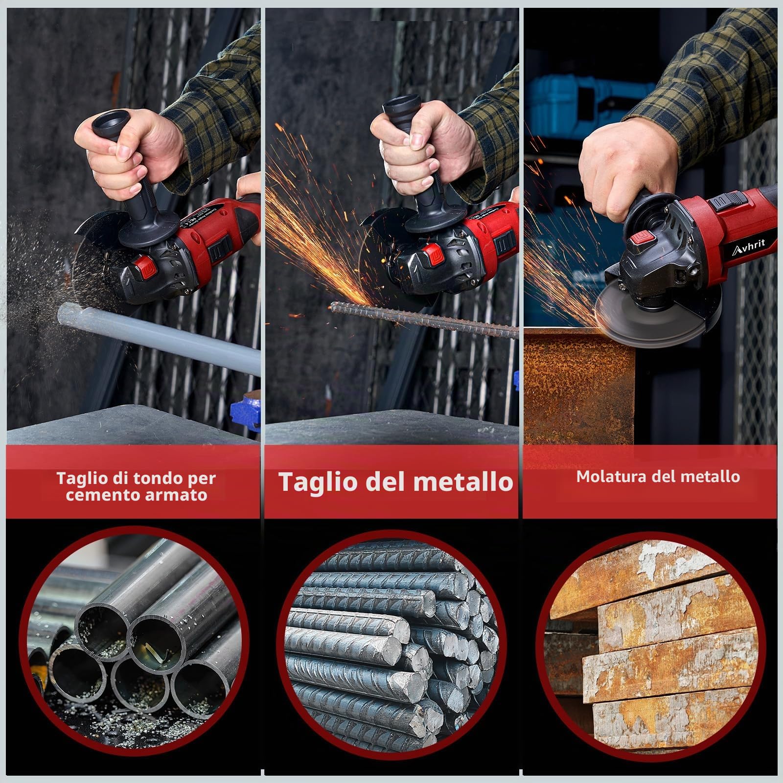 Smerigliatrice angolare a batteria con 2 x 5,0 Ah, 9500 giri/min, smerigliatrice angolare da 125 mm, senza spazzole, batteria Flex con dischi da taglio, mola per taglio, rimozione della ruggine