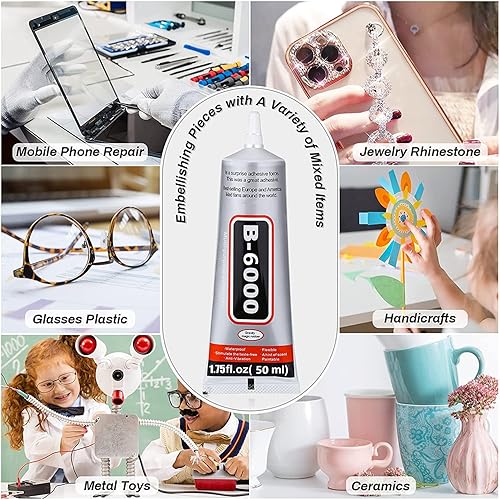 Miniatura 4 de B6000 - Pegamento para joyas, diamantes de imitación transparentes, pegamento incrustado, adhesivo para colgantes, 1.76 oz de pegamento adhesivo