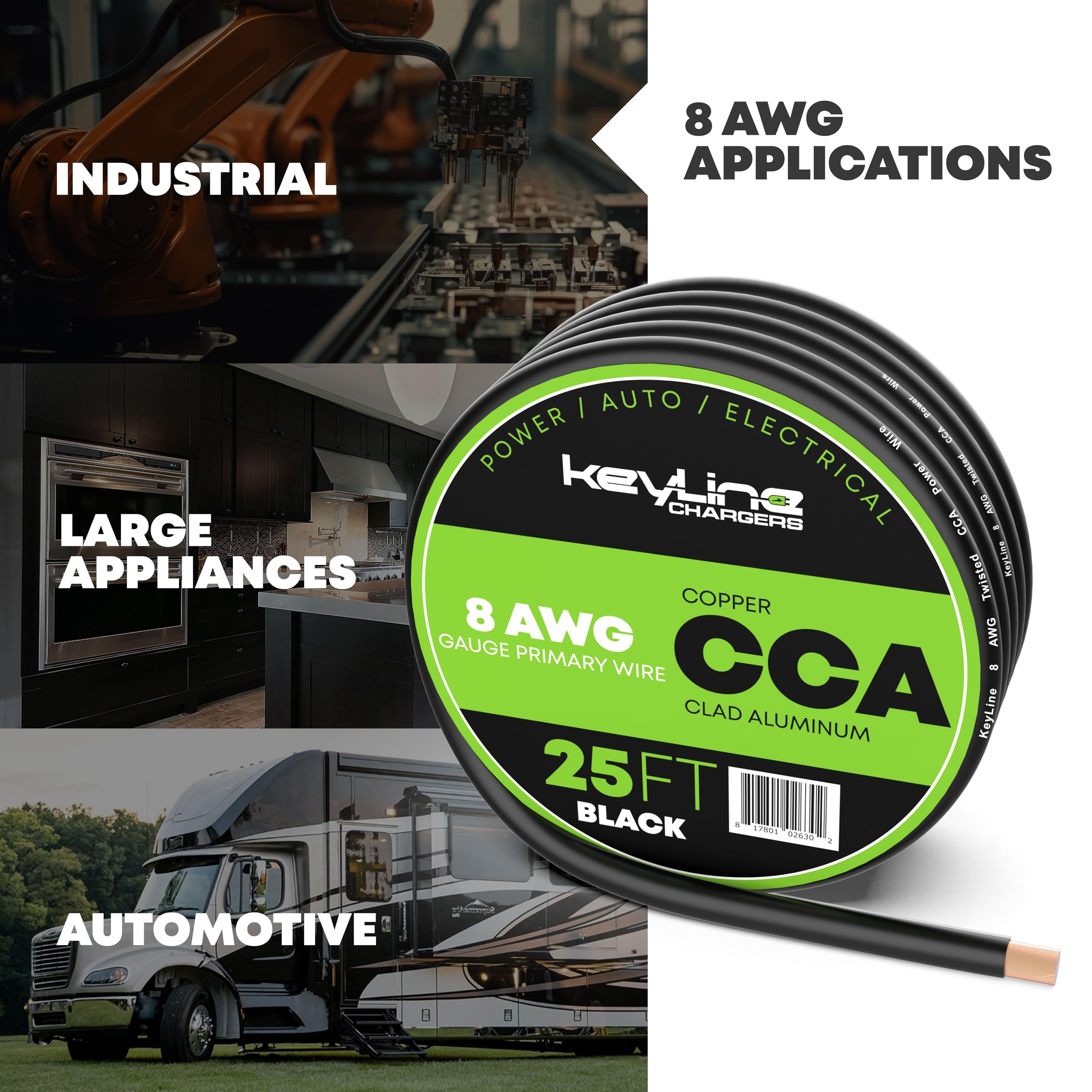 Amazon.com: 8 Gauge Amp Wire - 25ft Black | Best Used for Battery