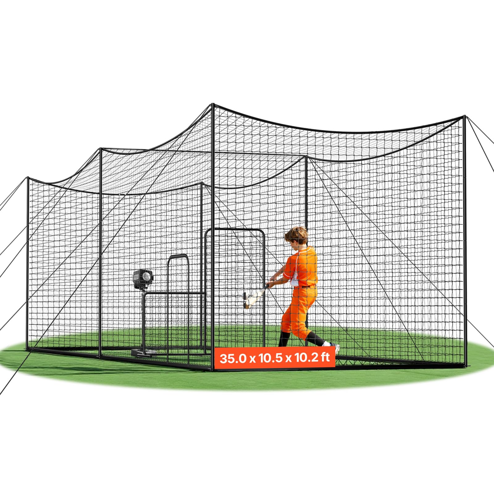 VEVOR Baseball Batting Cage,19/35/39 FT Carbon Steel Freestanding Portable Batting Cage,Baseball & Softball Hitting Cages for Solo or Team Training, for Backyard Field Indoor Outdoor