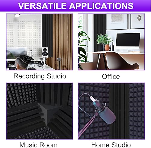 Miniatura 5 de TroyStudio Trampas periódicas de graves - 4 x 4 x 12 pulgadas 12 piezas de espuma acústica densa para estudio, esquina de graves acústicos que