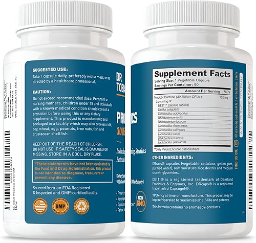 Miniatura 6 de Dr. Tobias Probióticos 30 mil millones, 10 cepas probióticas, probióticos de liberación dirigida para hombres y mujeres que apoyan la salud