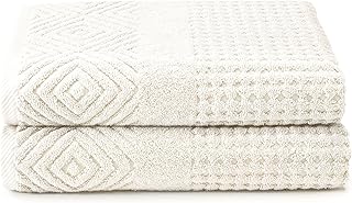 Texere 100% Organic Cotton Diamond Jacquard 700 GSM Luxury Bath Towel Se...