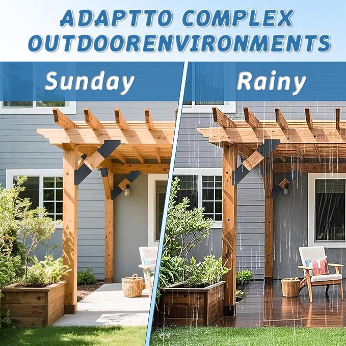 Soportes de Ángulo Interior para Pergola, Refuerzos de Esquina de 45 Grados para Uniones Internas en Postes y Vigas de Madera, Borde de Escritorio, Pergola, Gazebo, Kit DIY (2 piezas) miniatura 3