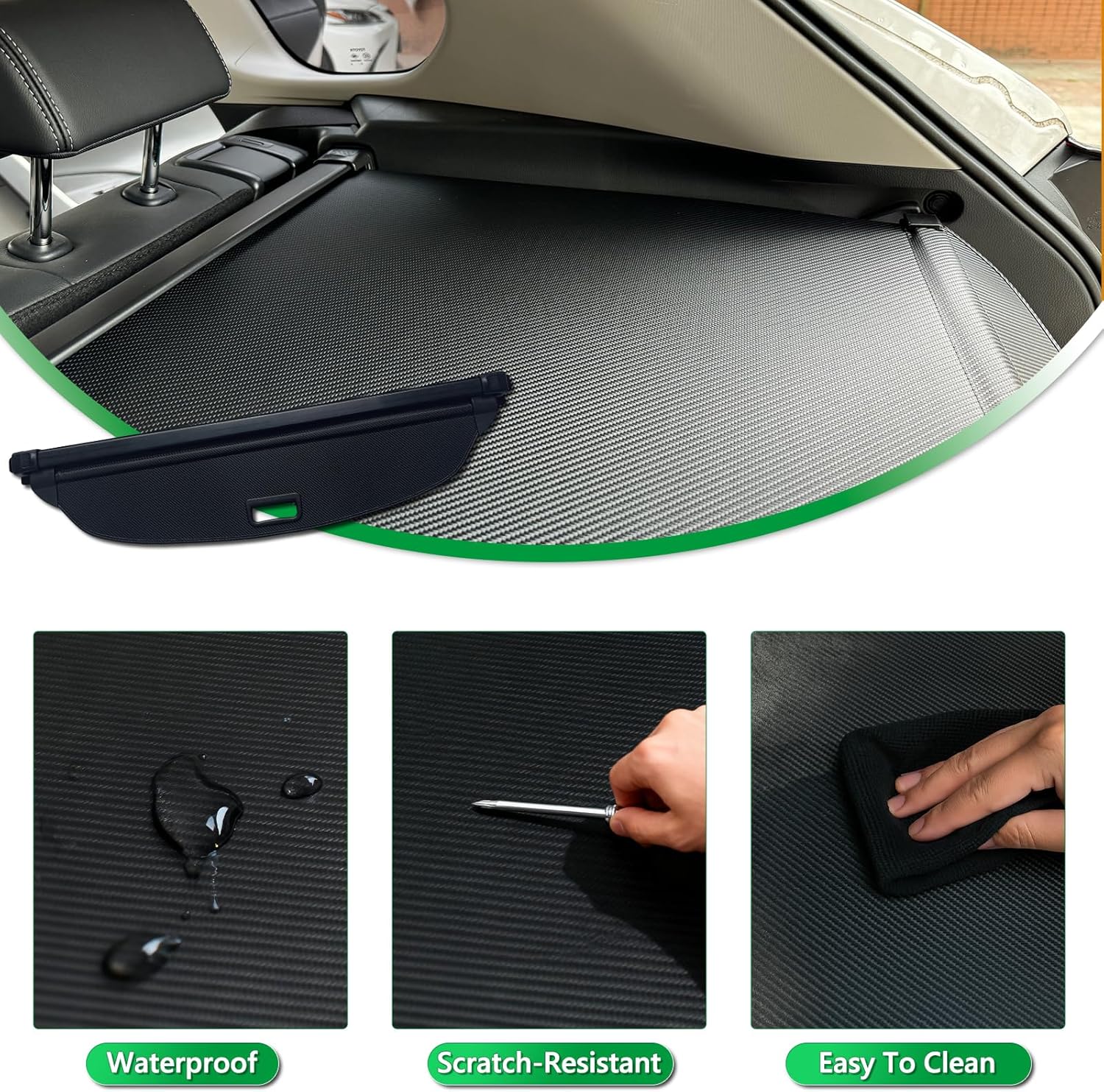 Cargo Cover for Mazda CX-5 2017-2025,Retractable Cargo Trunk Cover for Mazda CX5 Waterproof Anti-Peeping Luggage Shield Shade Car Accessories,Carbon Fiber Texture 2018 2019 2020 2021 2022 2023 2024
