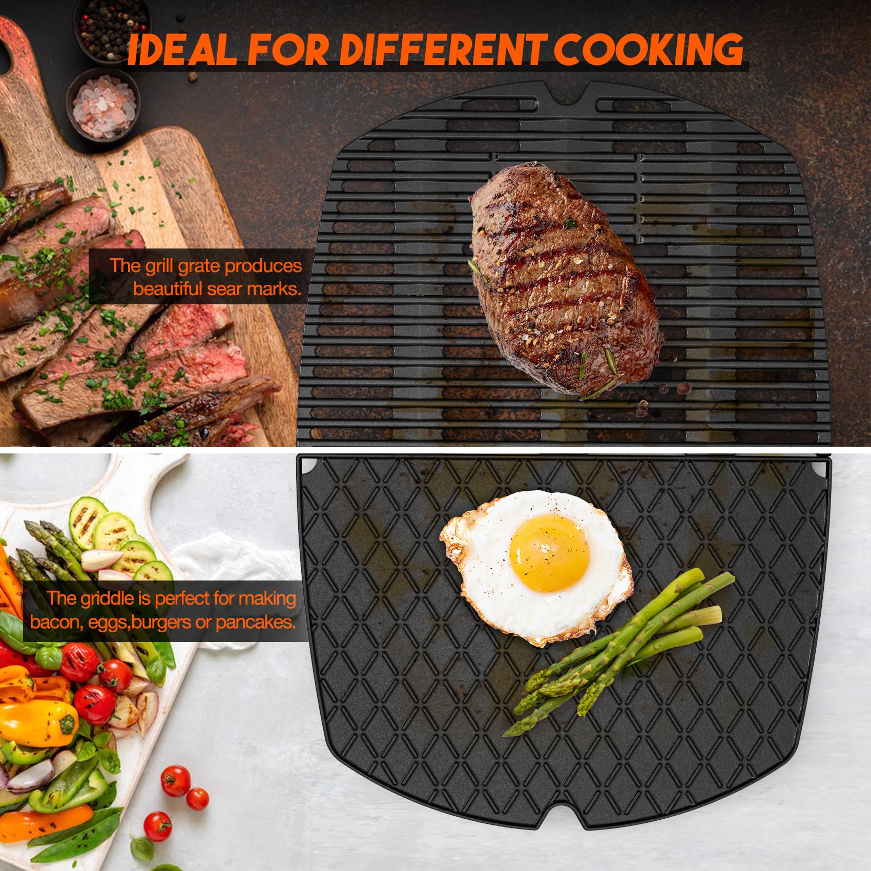 Onlyfire Zestaw płyt grillowych i rusztu do grilla do serii Weber Q300 i 3000 | Do grilla Weber Q300 Q320 Q3000 Q3100 Q3200, zamiennik dla Weber 6560/7646