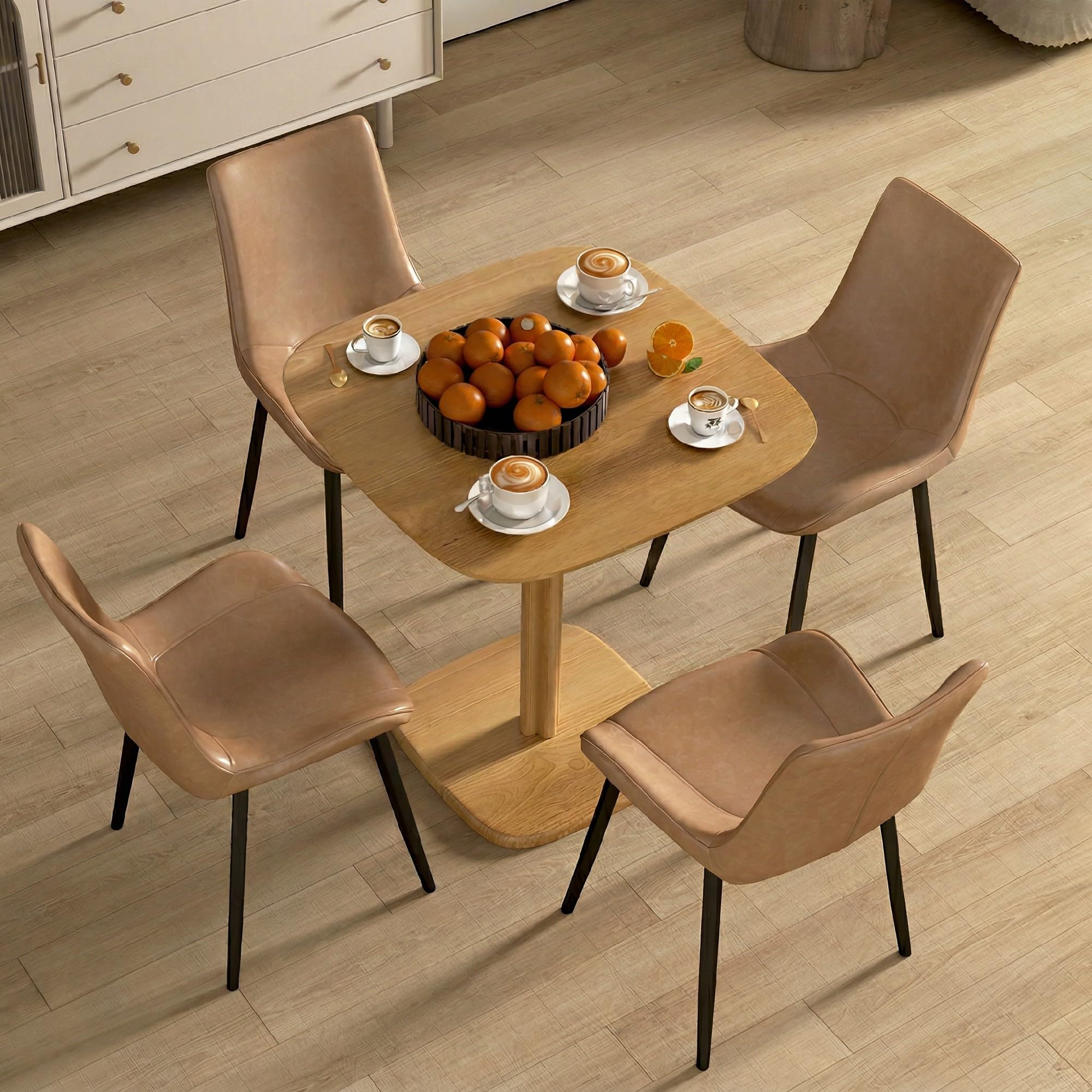 HOMCOM Esstisch, moderner quadratischer Küchentisch für 4 Personen, 70 x 70 cm Esszimmertisch Holztisch für Esszimmer und Küche, Natur
