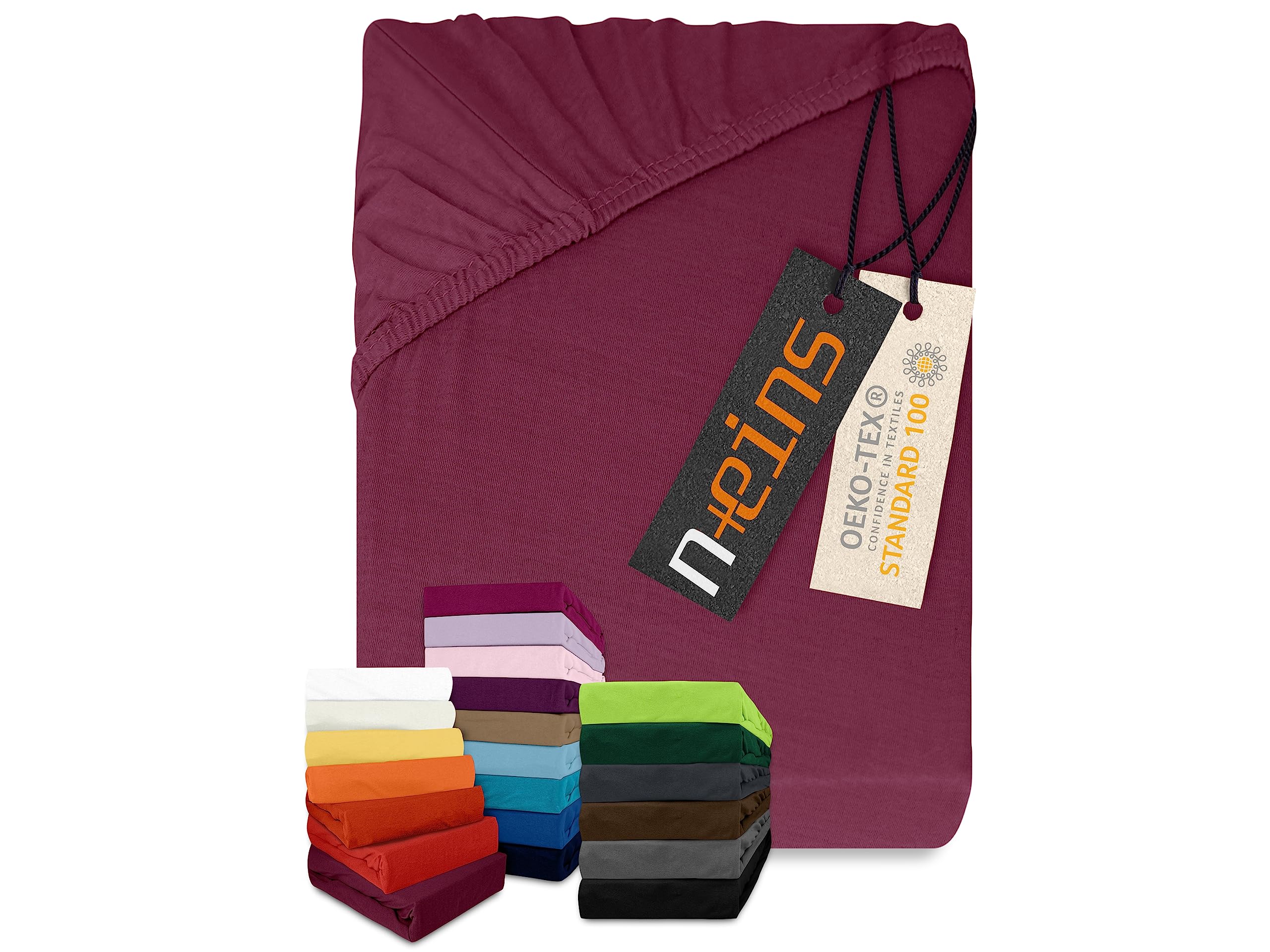 Npluseins Jersey Fitted Sheet 100% Cotton 200 x 220 cm Plum