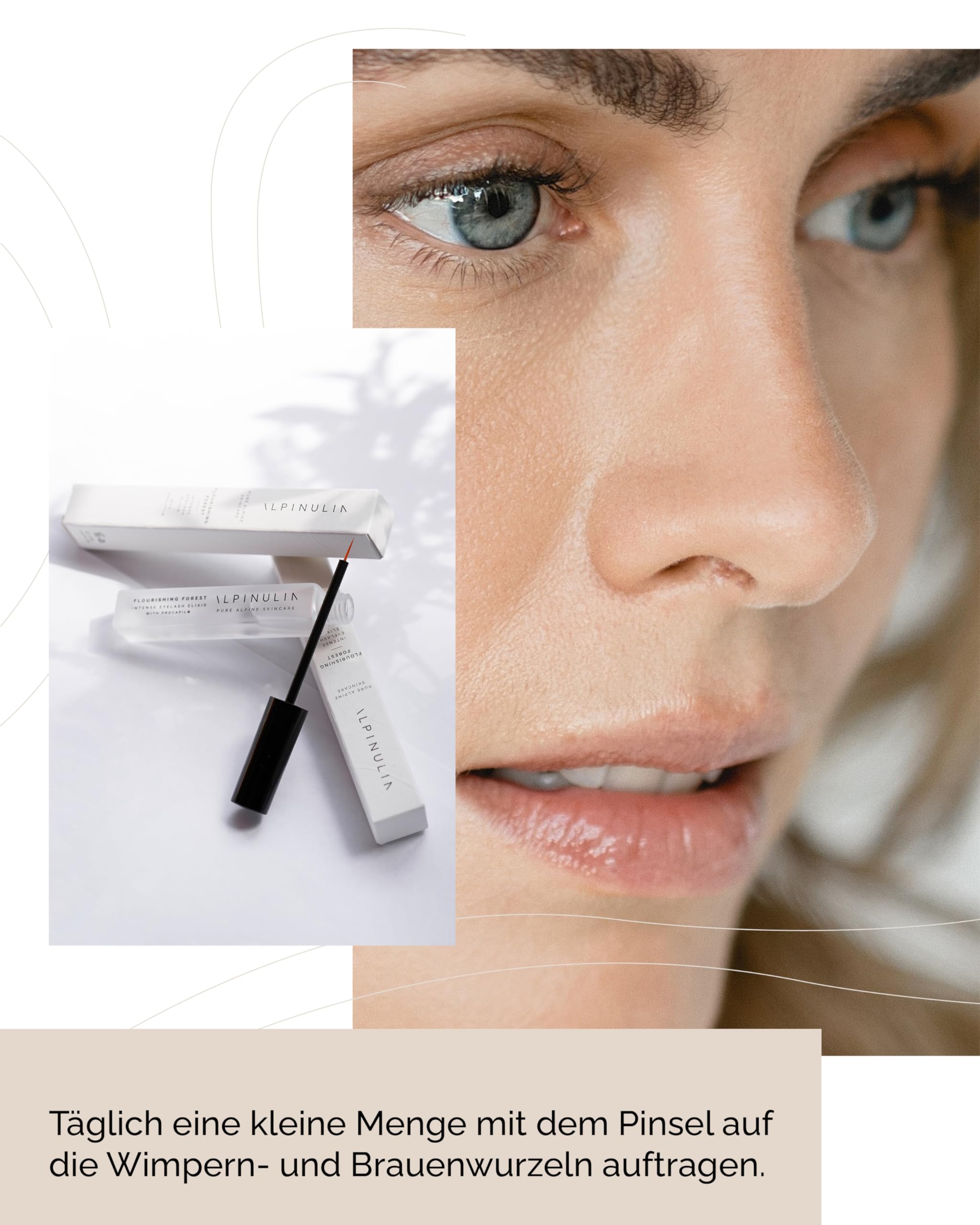 ALPINULIN FLOURISHING FOREST Wimpernserum ohne Hormone 8ml - Lash Serum für gesunde, dichte Wimpern und Augenbrauen ganz ohne hormonelle Nebenwirkungen