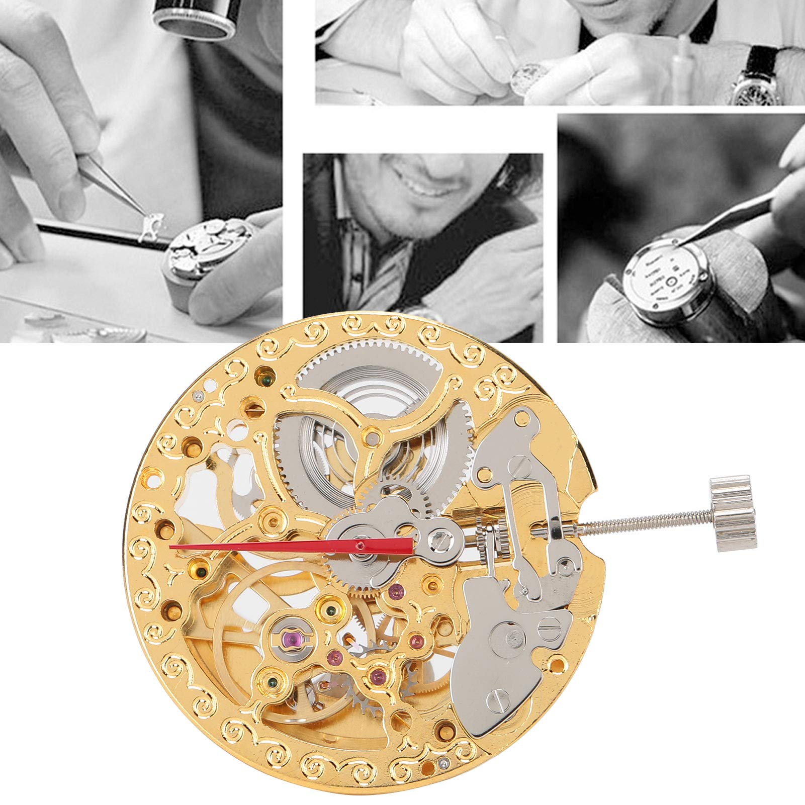 Movimento per orologio Gold Hollow 2807, ricambio di movimento meccanico per orologio, movimento in metallo e plastica dal design cavo con scatola di protezione, per professionisti