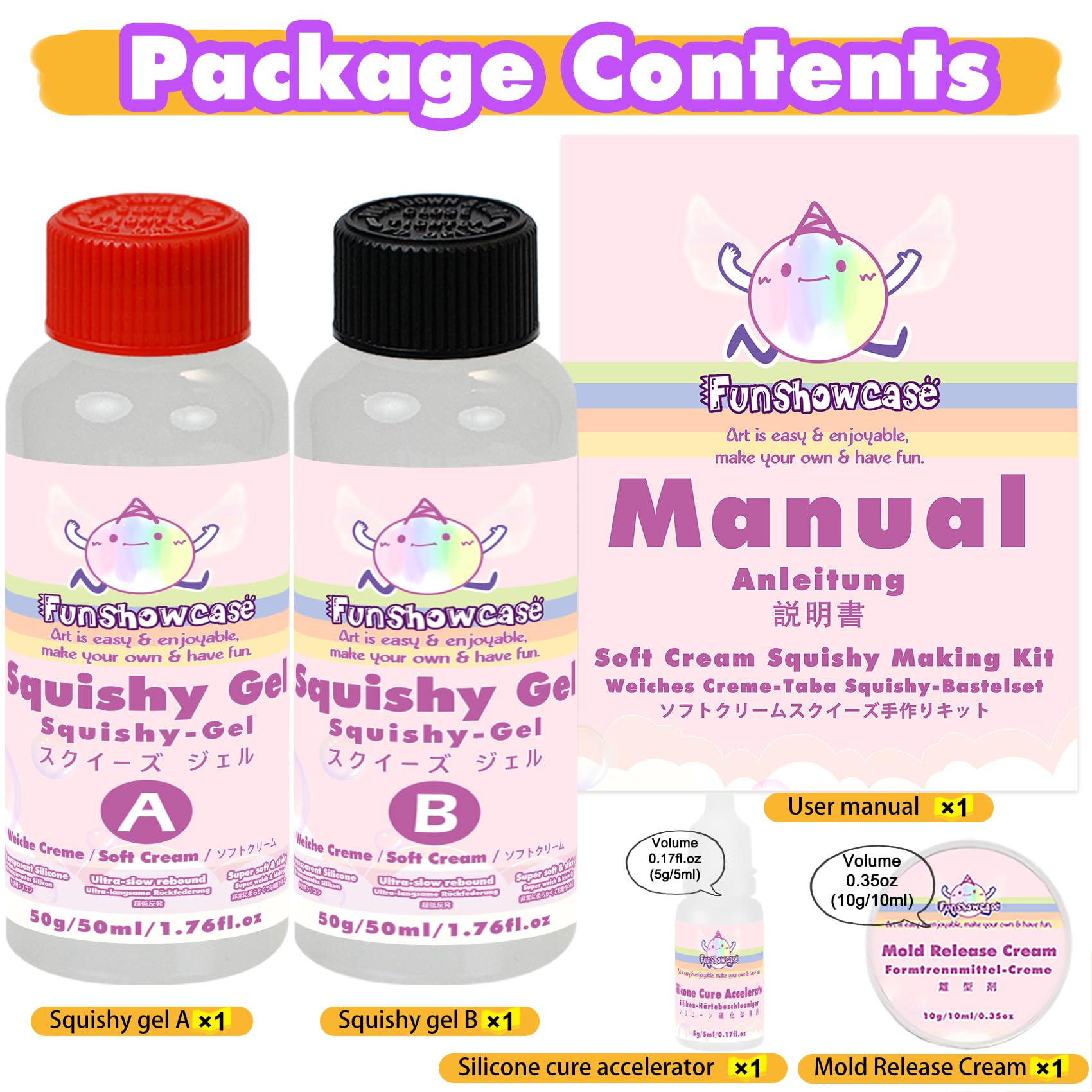 Taba Squishy Making Kit Ultra Slow Rising Soft Cream Gel Flex Rubber Liquid Silicone 3.5oz Pack