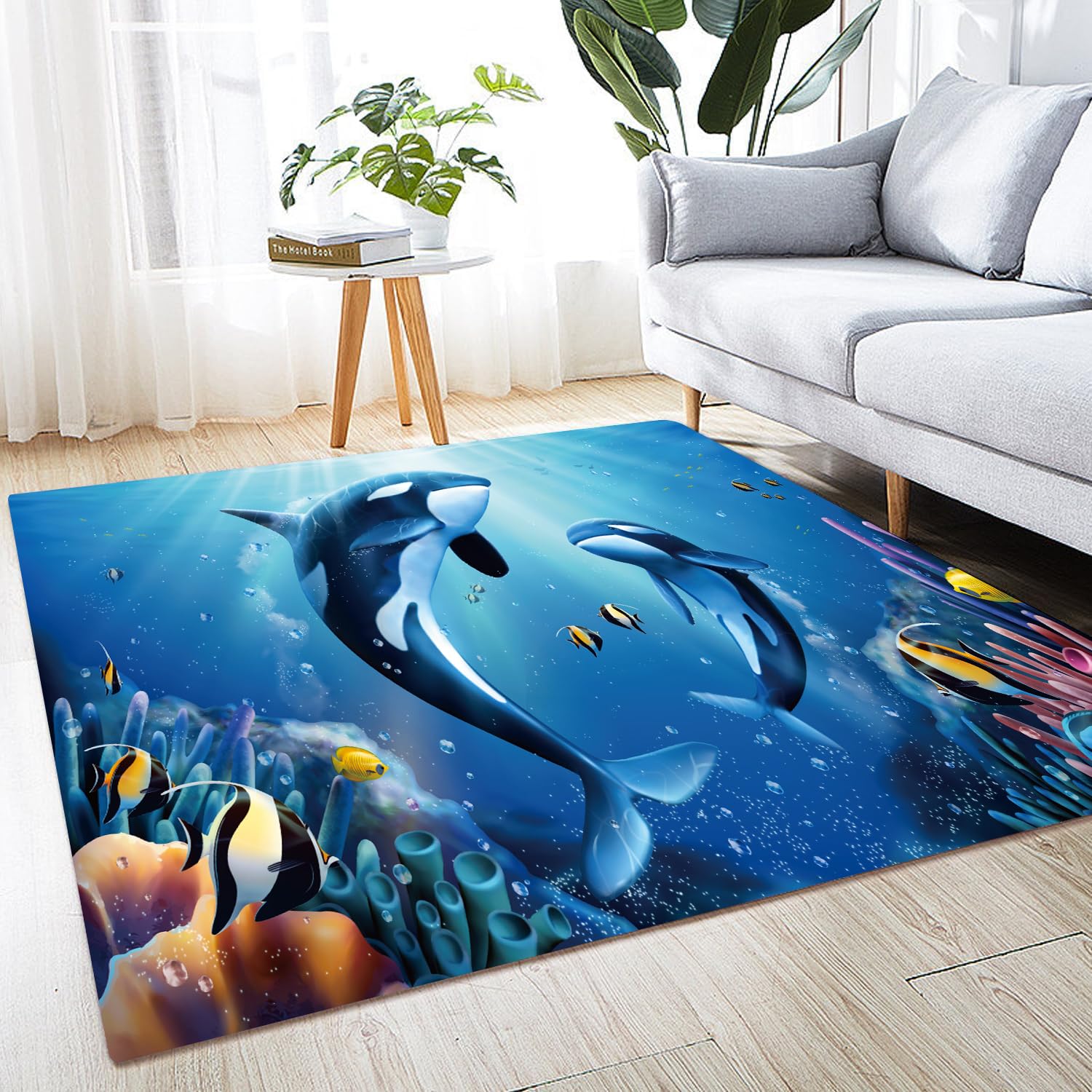 Tapis De Danse Pour Fille Non-slip Rug 4x5 Whale Rug - Cute Cartoon Sea  Animal Area Rug For Kids Room, Washable & Non-Slip Low Pile Carpet Kids  Animal Rug Tapis Chambre Enfant