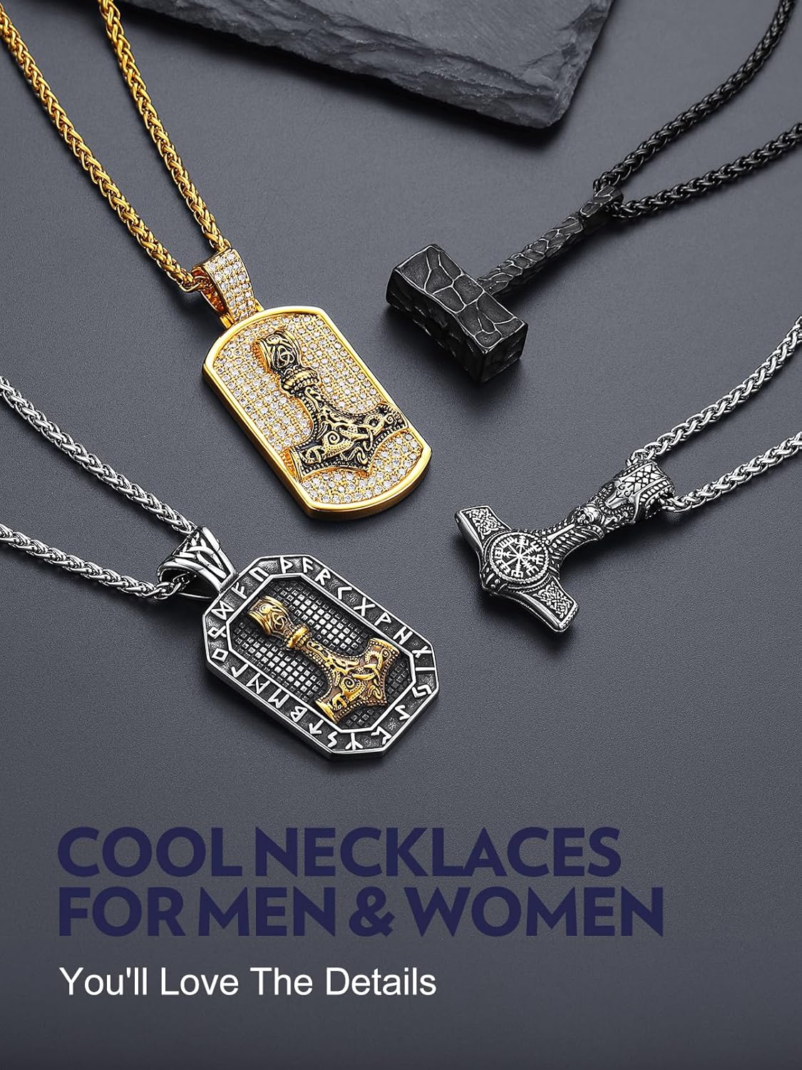 Bandmax Stainless Steel Viking Hammer Pendant Necklace for Men Silver/Black/Gold Mjolnir Mens Norse Style Jewelry - Image 9