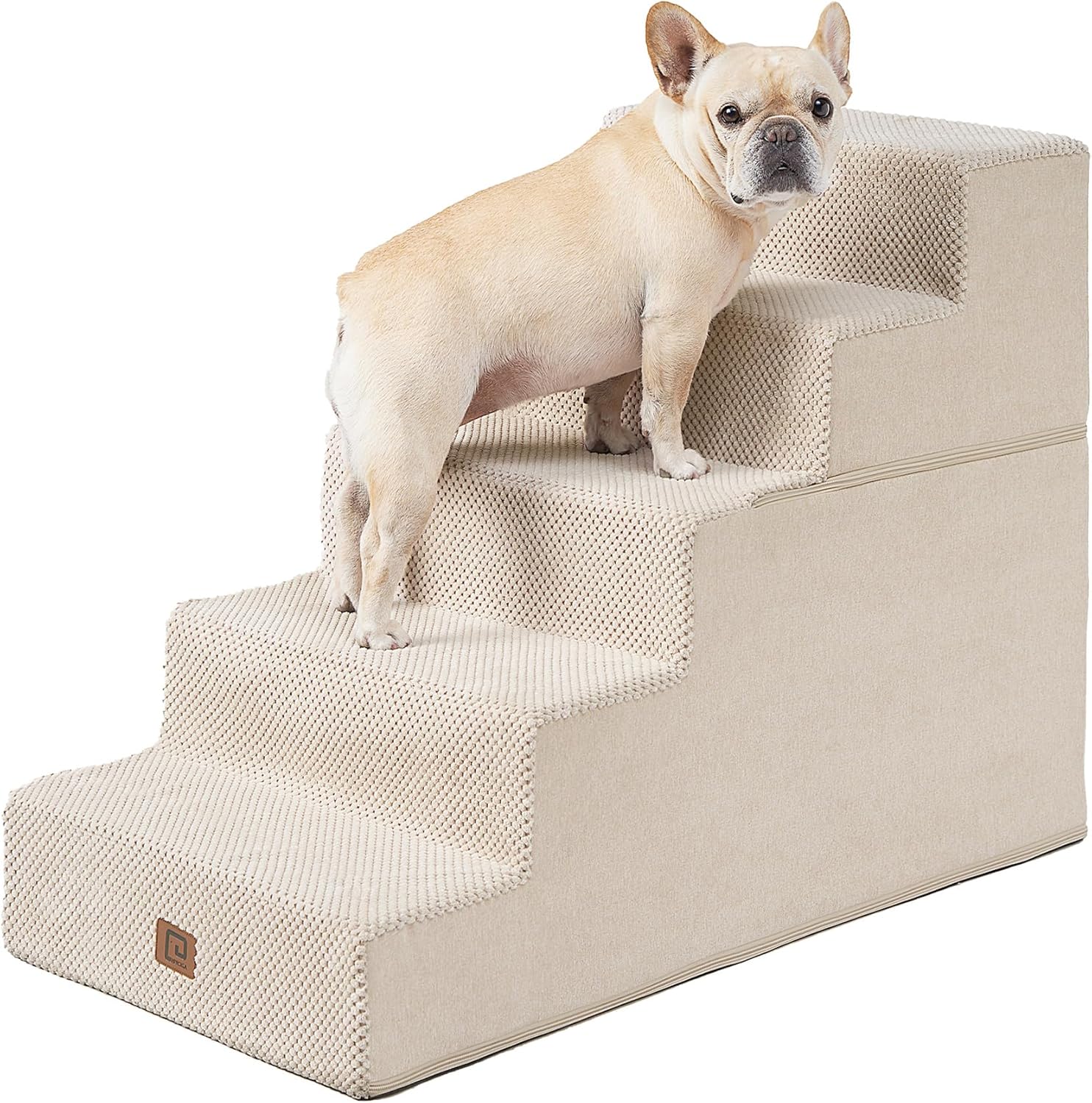 EHEYCIGA 5-step dog stairs for high bed, non-slip, beige