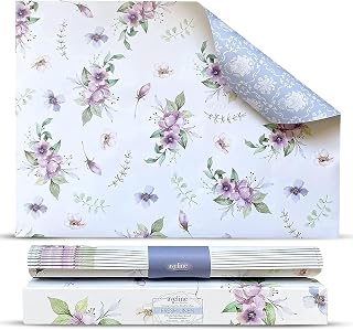 Linen Scented Drawer Liners for Dresser - 8 Sheets Non Adhesive Cabinet Liners for Shelves W/Double-Sided Pattern | Shelf Liners for Kitchen & Shelf Paper for Bathroom, Cupboard & Closets