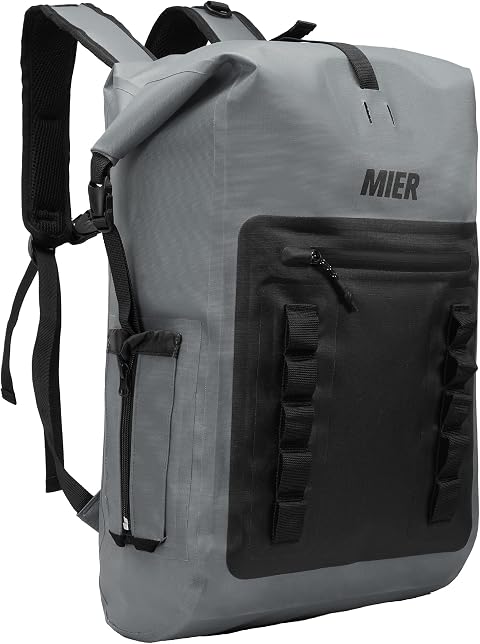 MIER Roll Top Waterproof Backpack Floating Dry Bag for Men Women | Heavy Duty Dry Sack, Cushioned Back, Multi-Pockets, Adjustable Chest Strap,For Kayaking Beach Boating Swimming Hiking Travel