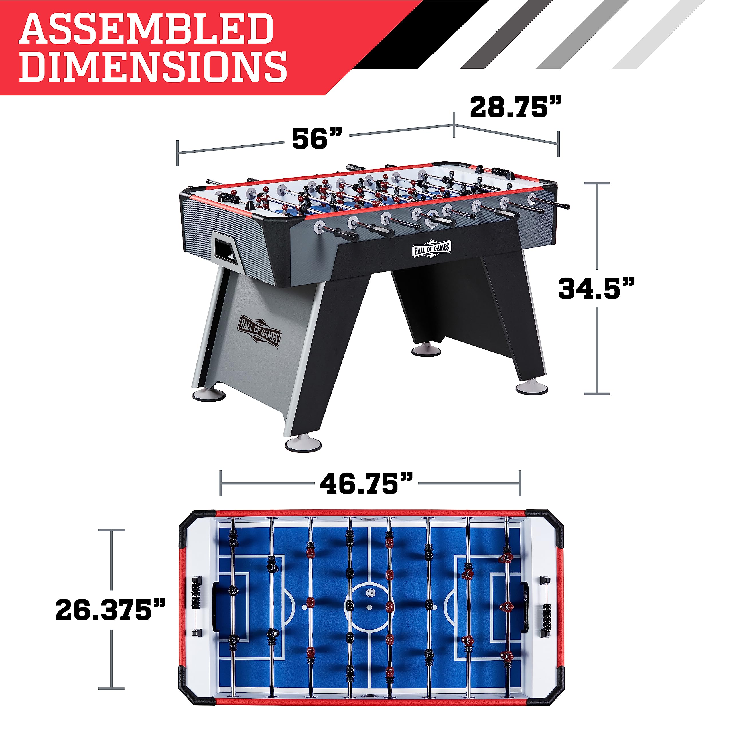 Mesa de futbolín Arcade de 56, negro/gris 2
