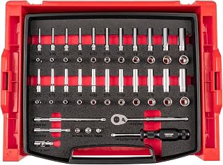 TEKTON 1/4 Inch Drive 6-Point and 12-Point Socket Set, 52-Piece | OLB94301 | (5/32 - 9/16 in.), Shallow and Deep, Stacking Organizer, Custom Foam