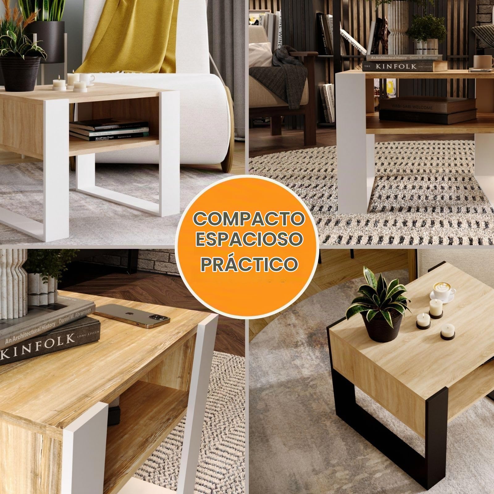 CraftPAK Mesa de Centro para salón de Madera, Mesa Moderna y Estable con Estante Adicional, Color Bardolino/Blanco