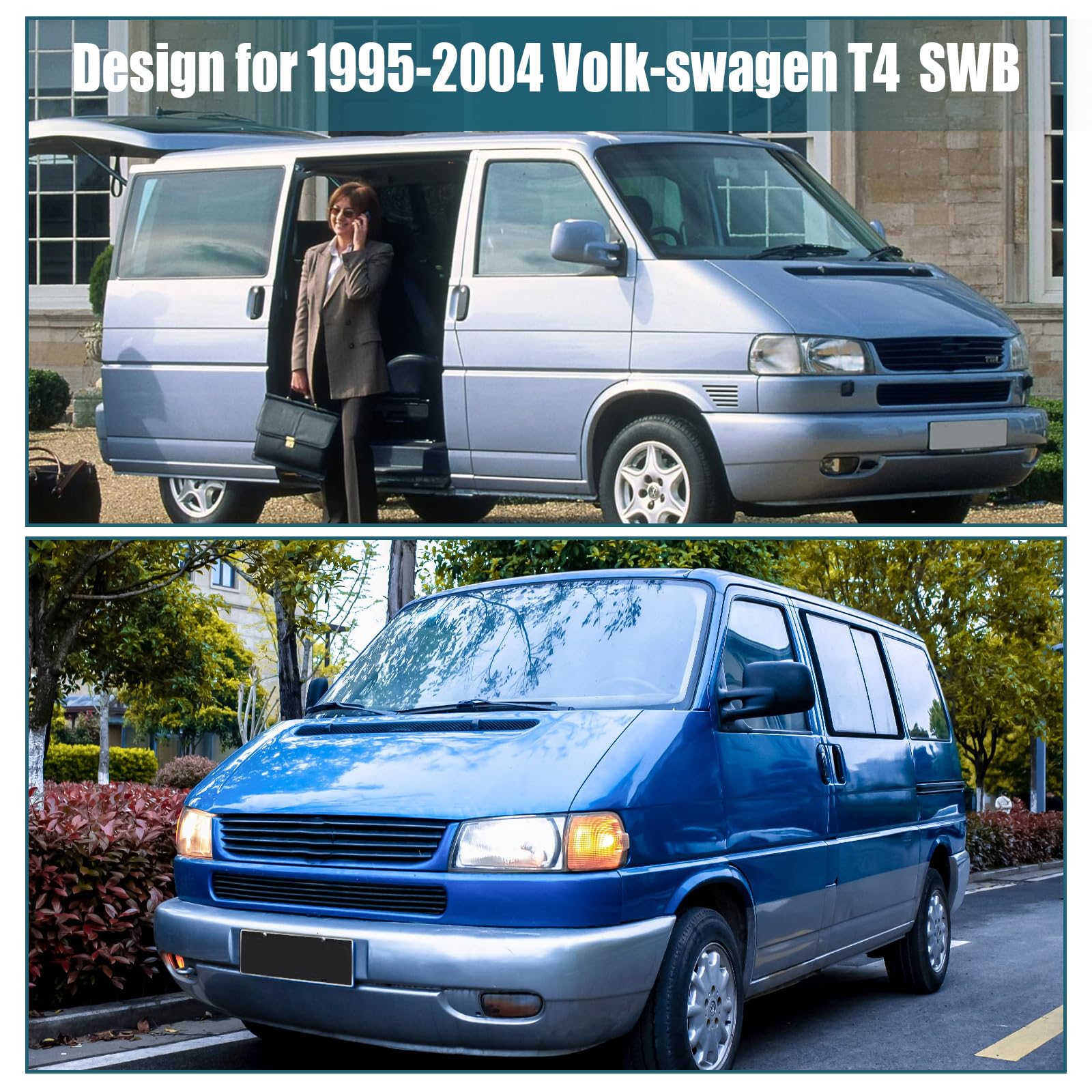 Autoabdeckung für VW T4 1995-2004, 210D Wasserdicht, Allwetter Winddicht Schneefest UV-Schutz Outdoor Indoor Fahrzeugspezifische Autoabdeckung 470 x 185 x 195 cm