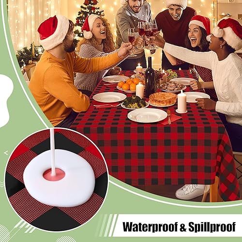 Vista 138 de misaya Paquete de 4 manteles desechables de búfalo, mantel de plástico impermeable de 54 x 108 pulgadas, manteles rectangulares a cuadros caqui