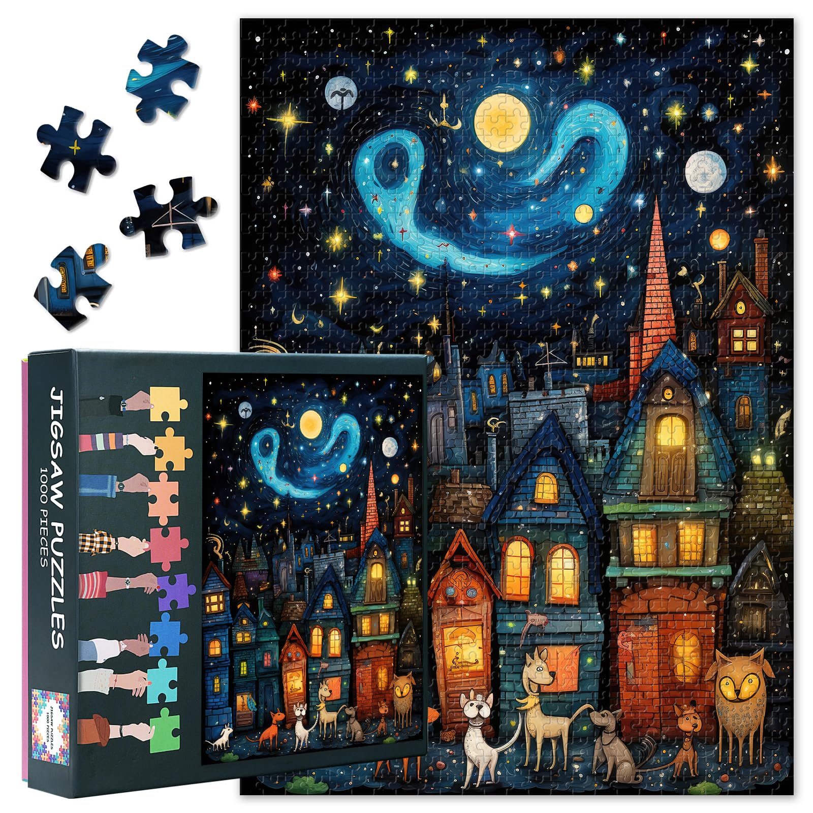 House Puzzles for Adults 1000 Pieces, Cute Animal Jigsaw Puzzles, Adult Puzzle for Adults, Educational Fun Games or Toys for Elders Friends 20X27 INCH