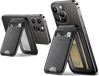 ESR Magnetic Wallet (HaloLock), Compatible with MagSafe Wallet, iPhone Wallet with Adjustable Stand, for iPhone 15/14/13/12 Series, Not for iPhone 13/12 mini, 3 Card Holder, Vegan Leather, Black