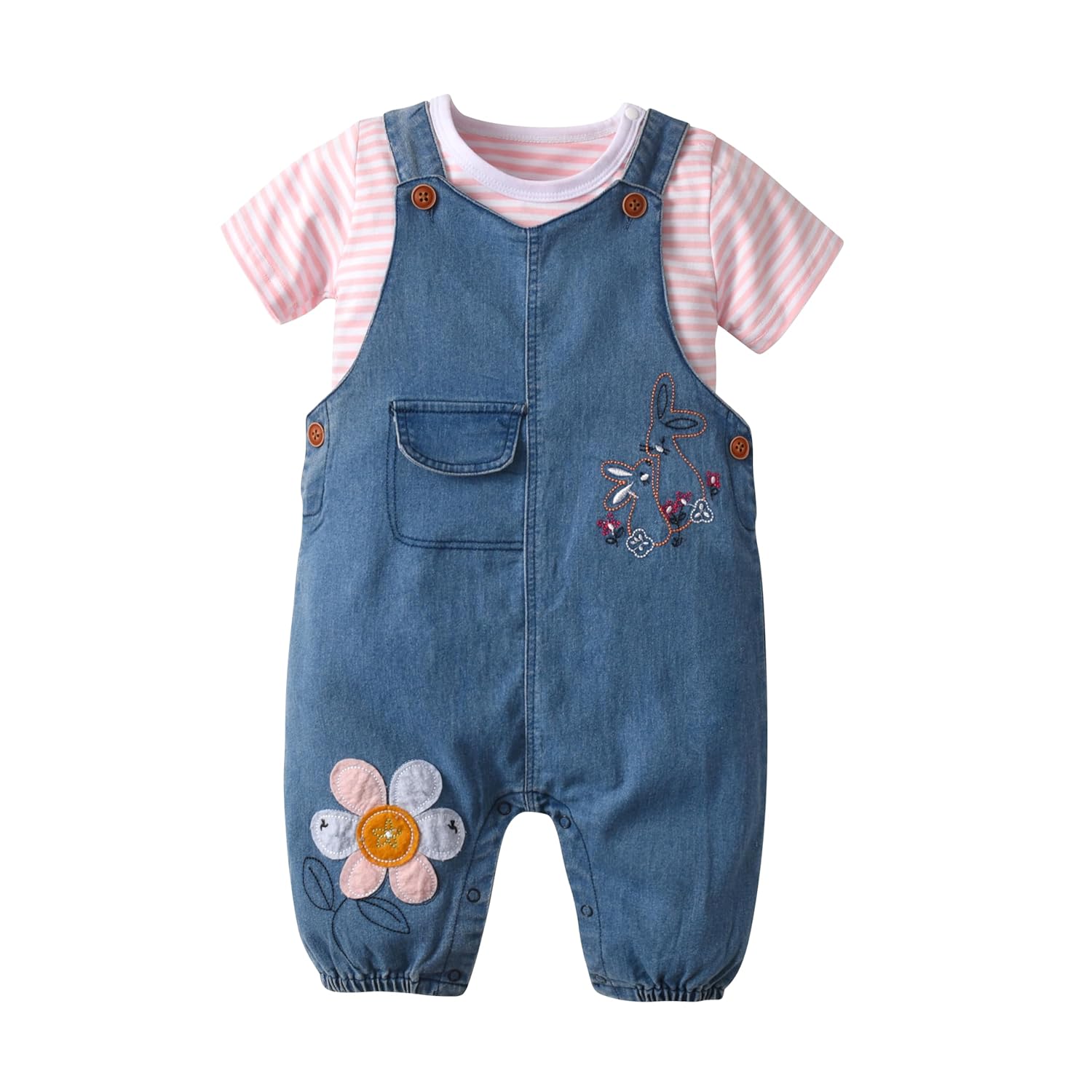 Cute Baby Girls Clothes Toddler Girls Long-Sleeve Romper Denim Overalls Pants Outfits Infant Girl 0-2 Years Clothes