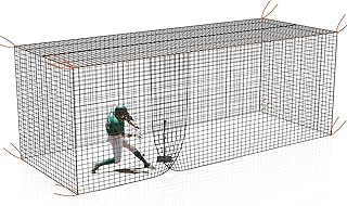 8x8x20 /10x10x35/12x12x55ft Heavy Duty Enclosed Batting Cage Net With Door, Only Net, No Poles