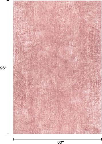 Miniatura 2 de nuLOOM Loni Solid - Alfombra de pelo largo lavable a máquina, 5 x 8 pies, color rosa