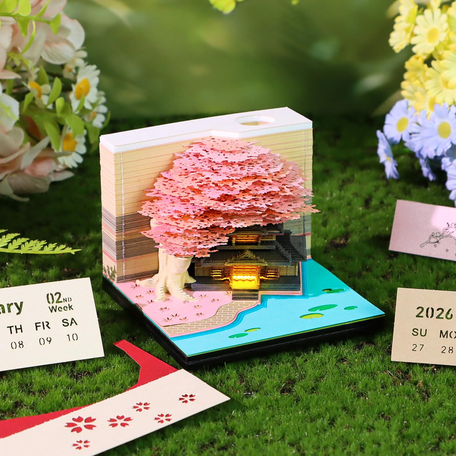 Calendario semanal de veintiséis con luz LED, escultura de papel 3D, bloc de notas, planificador de escritorio de papel especial, concepto de regalo