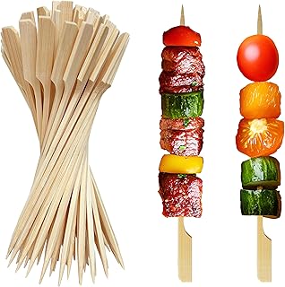 XMZY 8 Inch Bamboo Skewers 200 PCS Kabob Skewers Grilling Bamboo Sticks for Fruit Kabobs Wooden Paddle for BBQ (8 Inch)