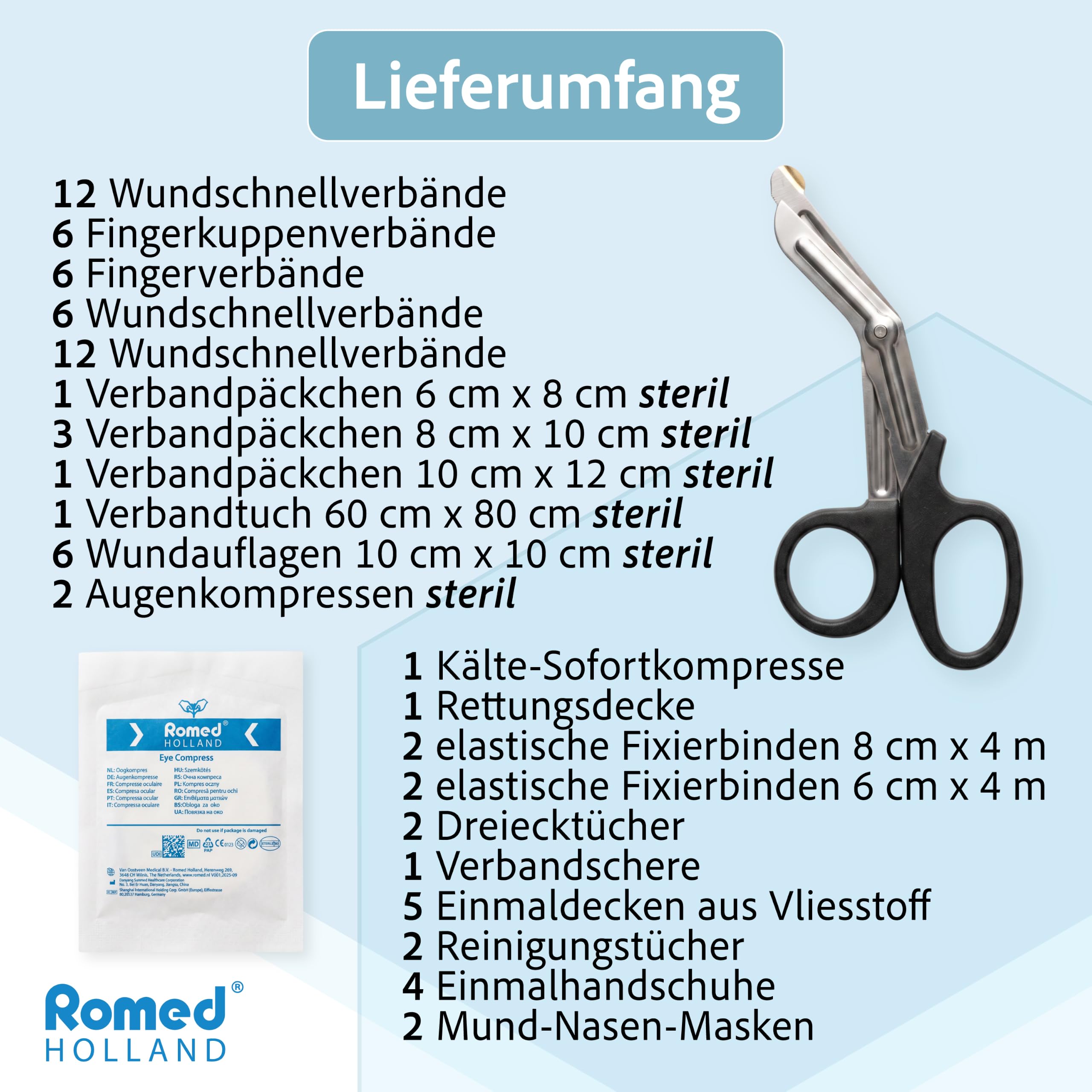 20x ROMED Erste Hilfe Nachfüllset DIN 13157 für Erste-Hilfe-Koffer