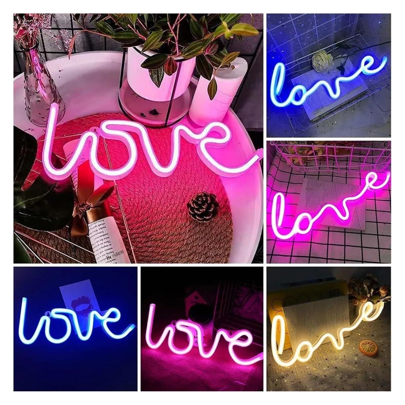 Insegne al neon a LED con luci a forma di amore, luce notturna, lampada a doppia alimentazione, per matrimoni chiuso(Neon-2)
